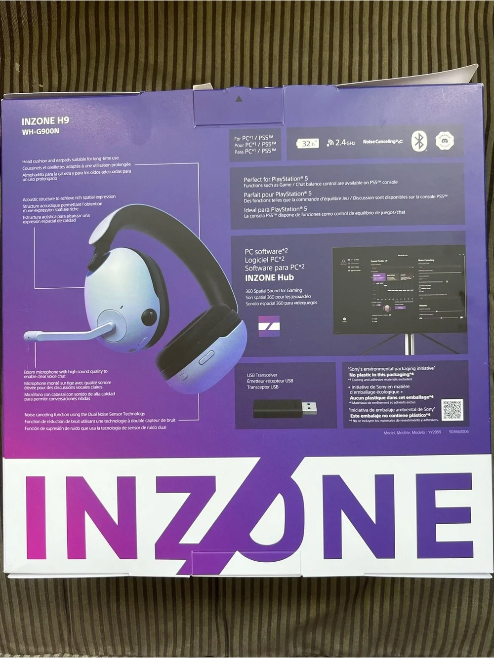 Sony H9 Wireless Gaming Headset - Purple and White